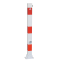 Barrier posts | Steel tube 70 x 70 mm | foldable, with triangular locking mechanism | for casting in concretewith ground socket part-no. 470.60approx. 400 mm below ground | hot-dip galvanized and white coatedwith three red reflecting stripes | without eyelet